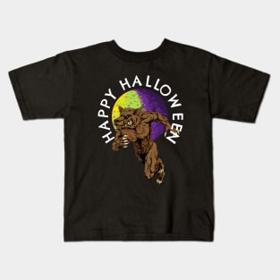 Happy Halloween Retro Werewolf Full Moon Kids T-Shirt